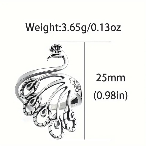 π Host Pick π Sterling Silver Peacock Adjustable Ring - Picture 4 of 4